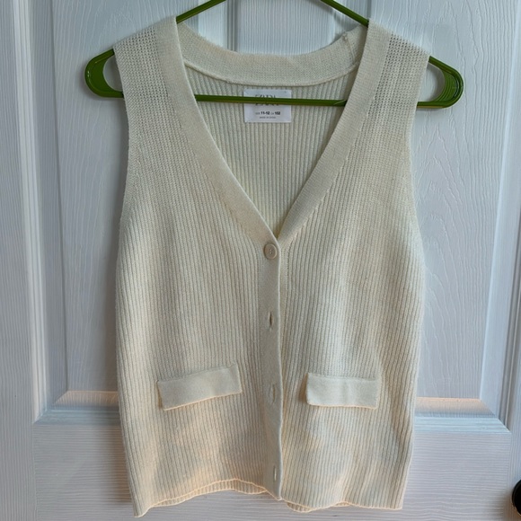 Zara Sweaters - Zara Cream Button Up Sweater Vest